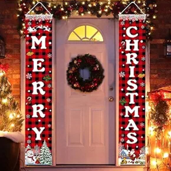 Christmas Decorations Merry Christmas Banner Xmas Porch Door Sign Welcome - Picture 8 of 8
